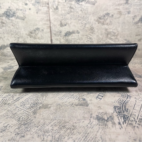 Etra Purse Vintage 1960's Black Leather French Hand painted with Pink Flowers - Picture 6 of 15